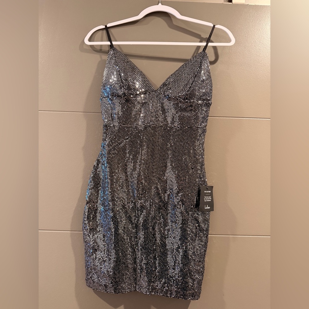 Lulu's Glittering Silver Mini Dress
